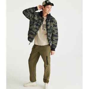 Aeropostale Camo Hooded Hoodie Bomber Jacket Men’s Rose Gold Color Full zip XL